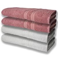 4 Toalhas Super Felpudas Grande E Grossa Algodão 80x150 Itália Soft Beka - Branco/rosê Branco/rosê - 1