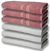 6 Toalhas Grande Super Felpudas E Grossa Algodão 80x150 Itália Soft Beka - Branco/rosê Branco/rosê - 1