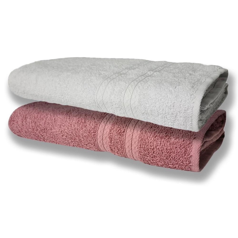 2 Toalhas Super Felpudas Grande E Grossa Algodão 80x150 Itália Soft Beka - Branco/rosê Branco/rosê - 1