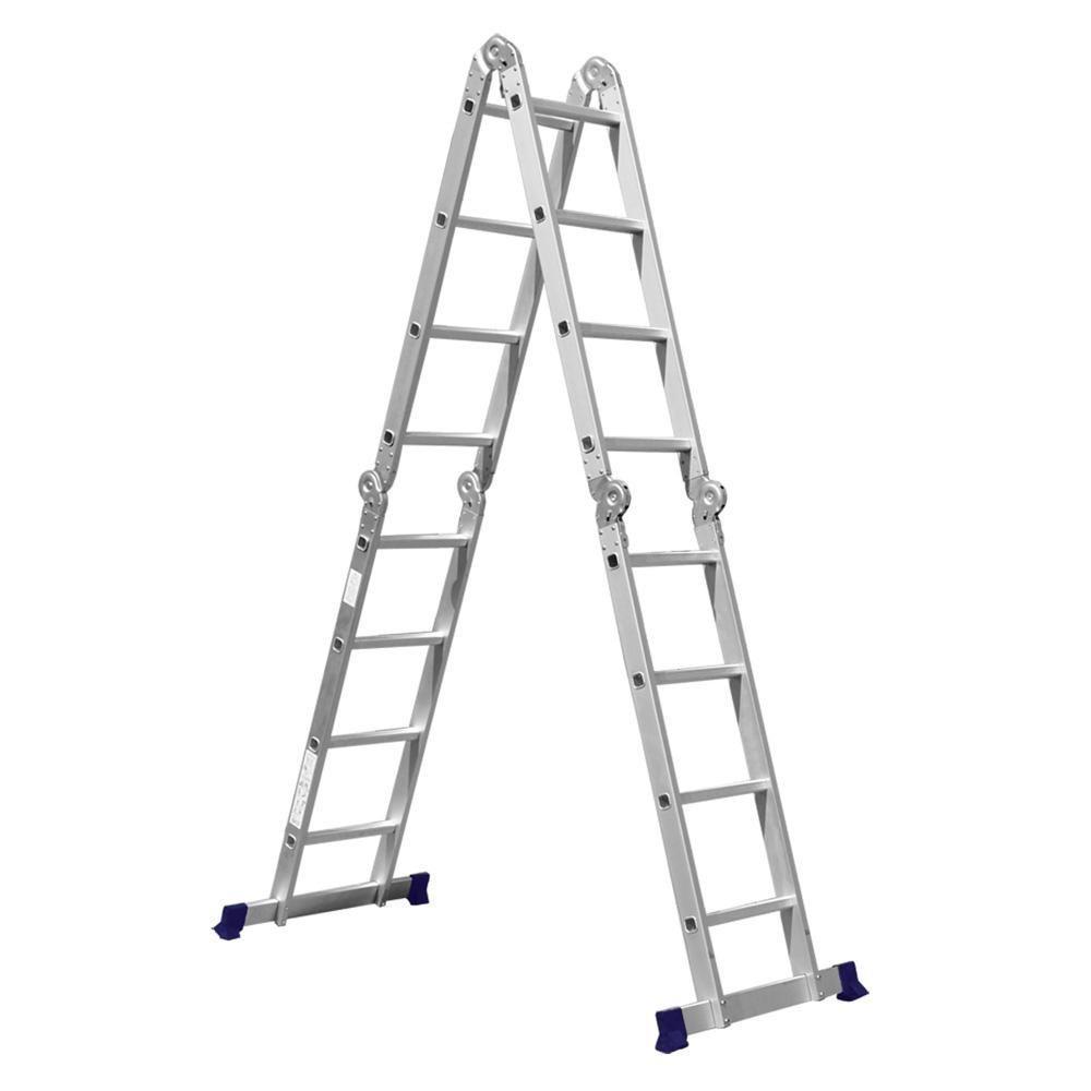Escada Articulada 16 Degraus 4x4 Em Alumínio Mor - 4