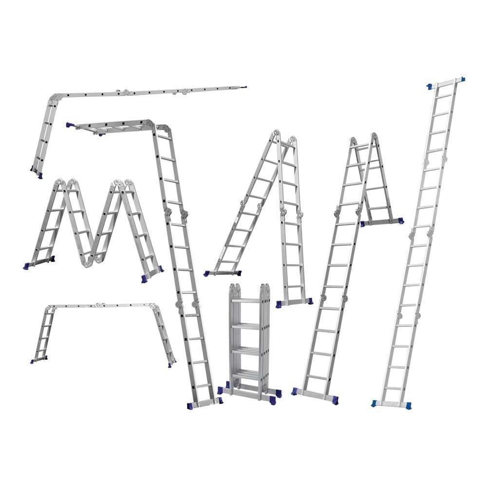 Escada Articulada 16 Degraus 4x4 Em Alumínio Mor - 9