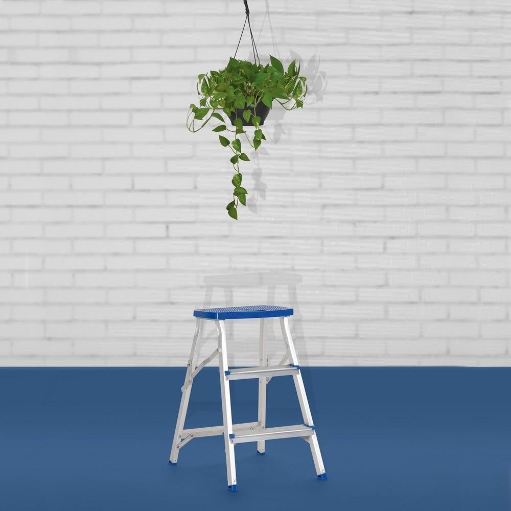 Escada Banqueta 3 Degraus Reforçada Alumínio Azul Mor - 3