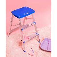 Escada Banqueta 3 Degraus Reforçada Alumínio Azul Mor