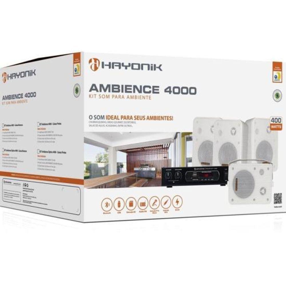Kit De Som Para Ambiente Hayonik Ambience 4000 V2 Branco [f003] - 4