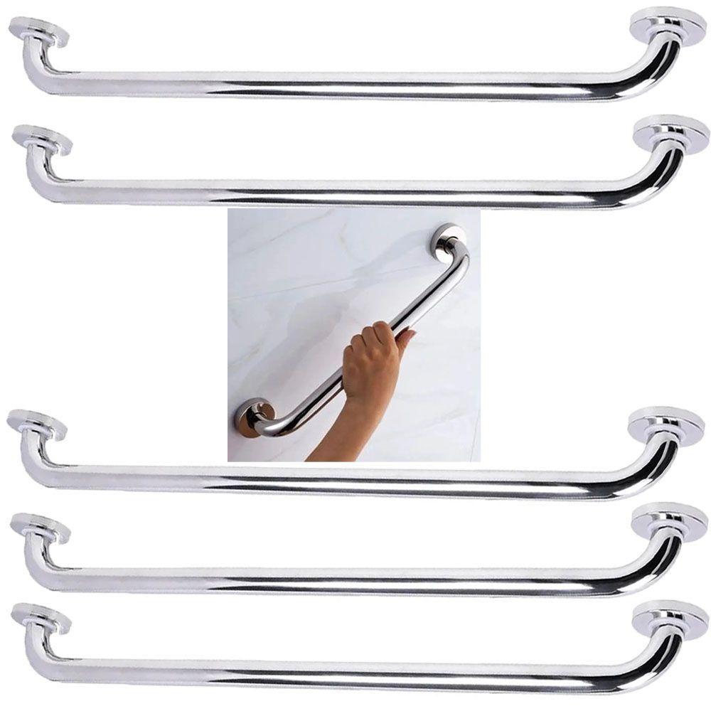Alça Barra Apoio Inox 70cm Kit 5 Uni Acessibilidade Idoso Criança Gestante Deficiente Corrimao - 2
