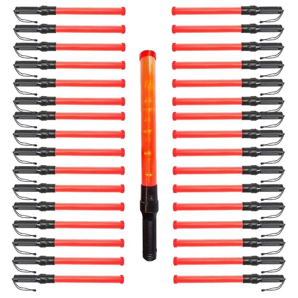 Bastao Sinalizador Kit 34 Unidades Fluorescente Transito Manobrista Obra Estrada Rua Aeroporto - 1