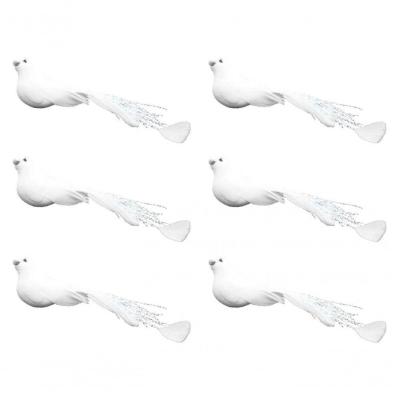 Kit Pomba Branca Plumas 12cm 6 Unidades Enfeite Natal
