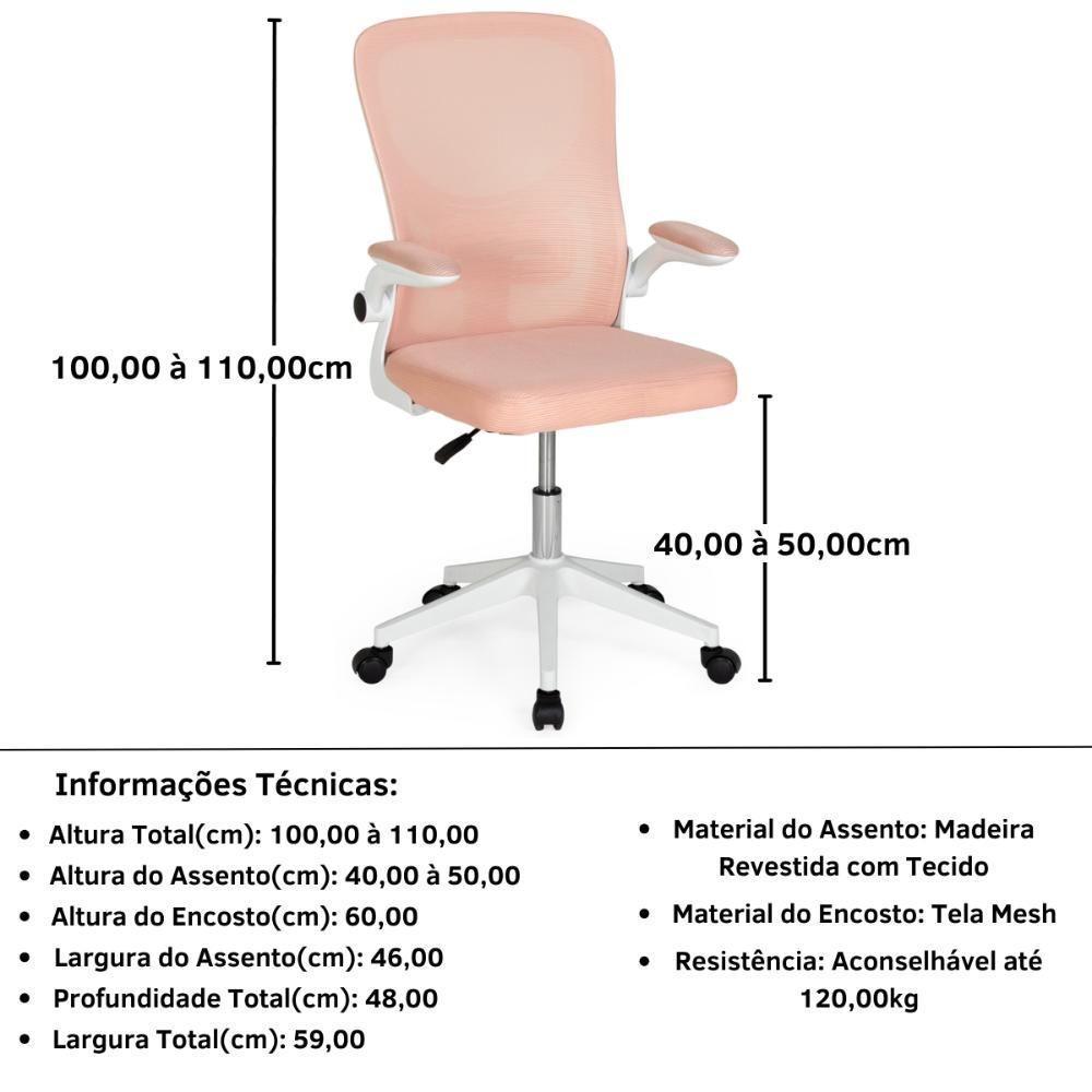 Kit 2 Cadeiras De Escritório Giratória Mônaco Com Relax E Regulagem De Altura - Rosa - 2