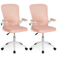 Kit 2 Cadeiras De Escritório Giratória Mônaco Com Relax E Regulagem De Altura - Rosa - 1