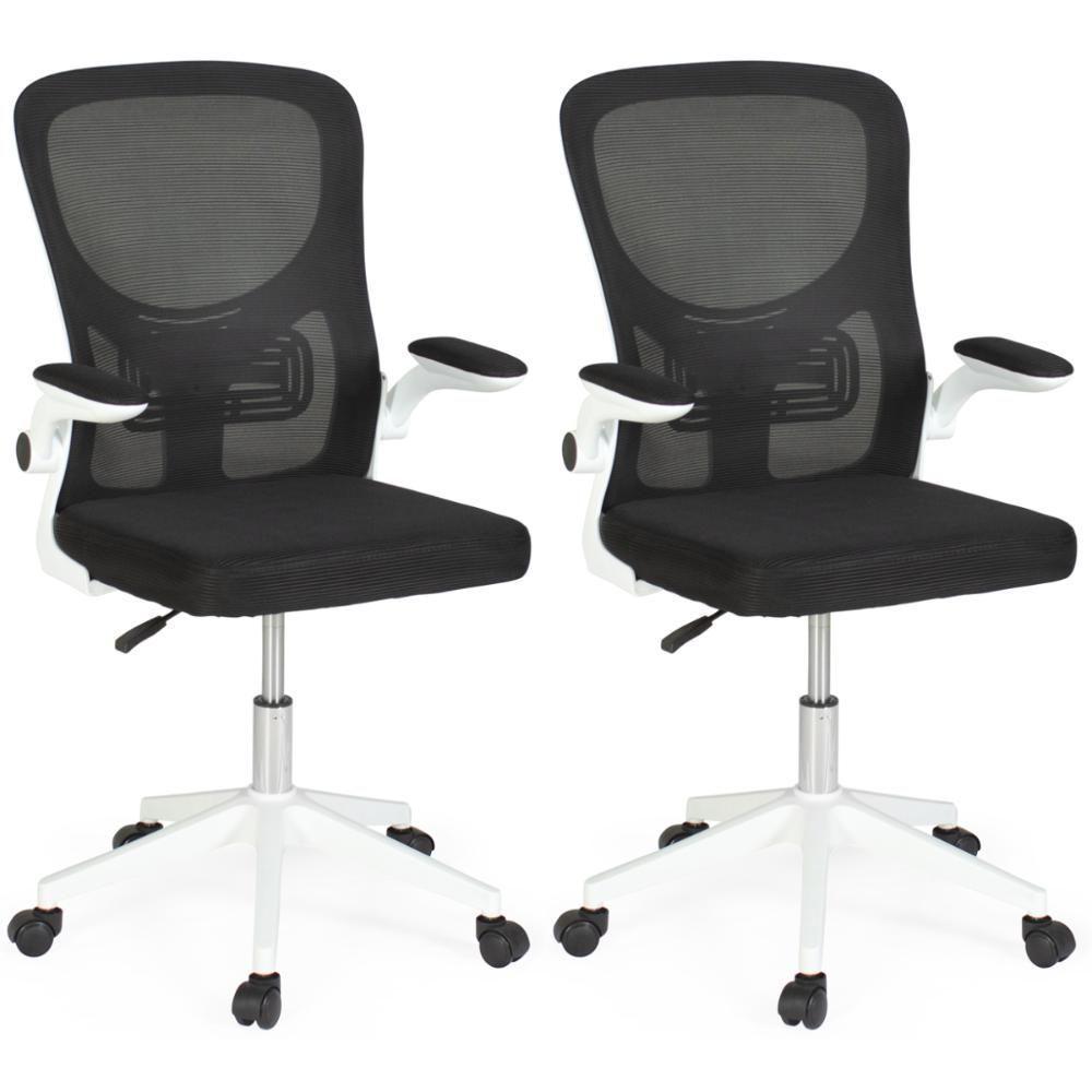 Kit 2 Cadeiras De Escritório Giratória Mônaco Com Relax E Regulagem De Altura - Preto - 1