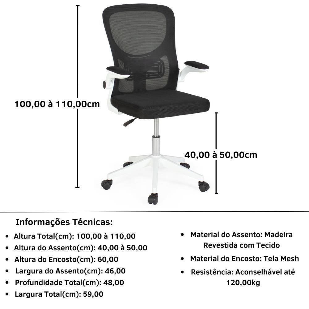 Kit 2 Cadeiras De Escritório Giratória Mônaco Com Relax E Regulagem De Altura - Preto - 2