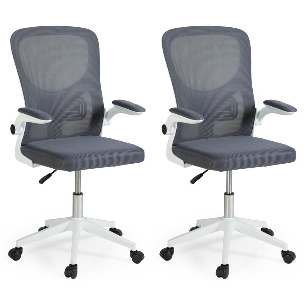 Kit 2 Cadeiras De Escritório Giratória Mônaco Com Relax E Regulagem De Altura - Cinza - 1