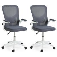 Kit 2 Cadeiras De Escritório Giratória Mônaco Com Relax E Regulagem De Altura - Cinza - 1