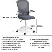 Kit 2 Cadeiras De Escritório Giratória Mônaco Com Relax E Regulagem De Altura - Cinza - 2
