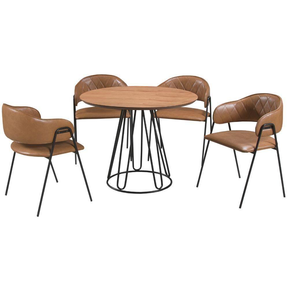 Mesa De Jantar Rubi Cinamono Com Base De Metal Preto 1,20 M - 3