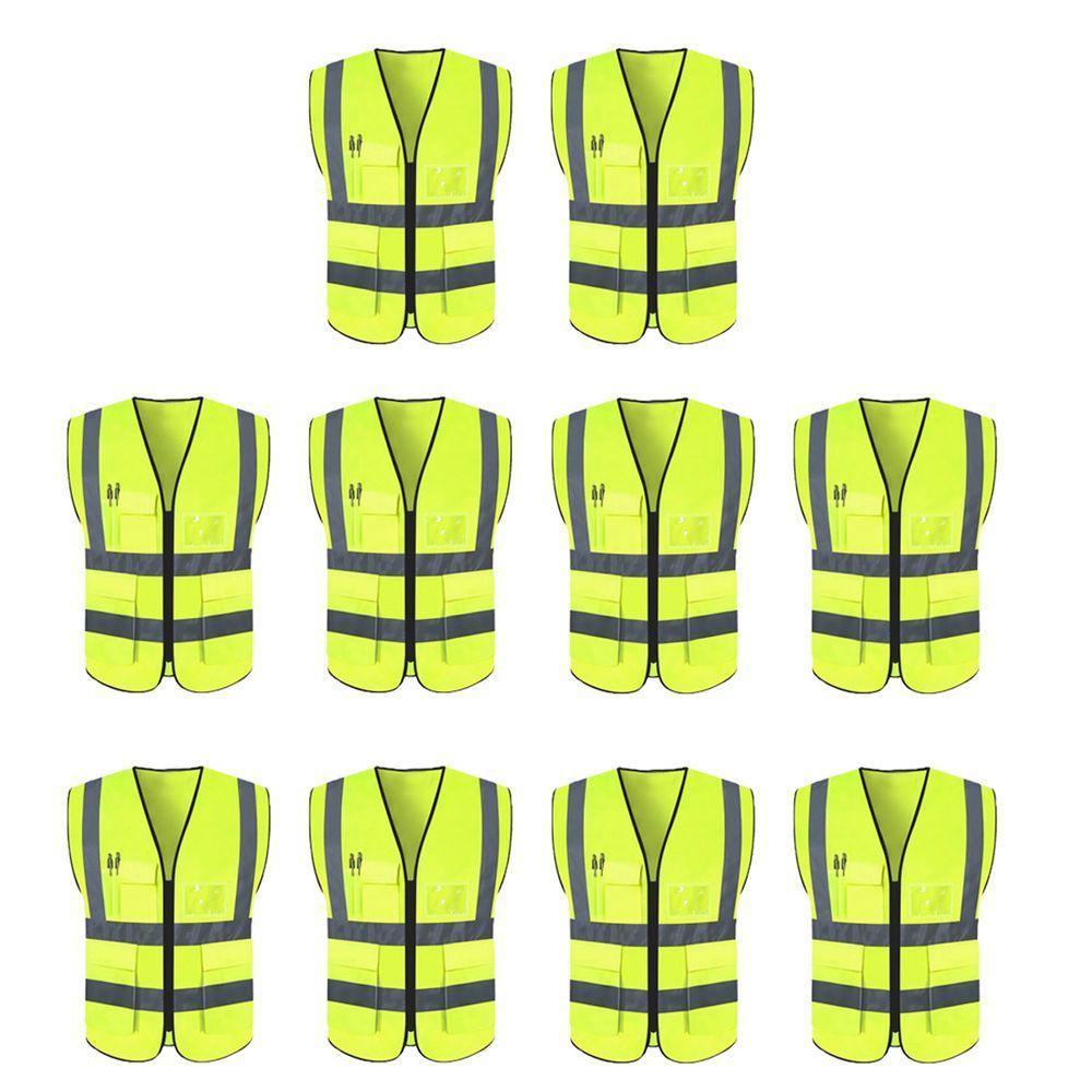 Colete Sinalizador Faixa Refletivo Kit 10 Unidades Trabalho Epi Blusao Fluorescente Obra Segurança - 1