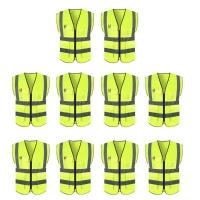 Colete Sinalizador Faixa Refletivo Kit 10 Unidades Trabalho Epi Blusao Fluorescente Obra Segurança - 1
