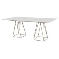 Mesa De Jantar Milão Retangular Off White Com Base Metal Champanhe 2 M - 1