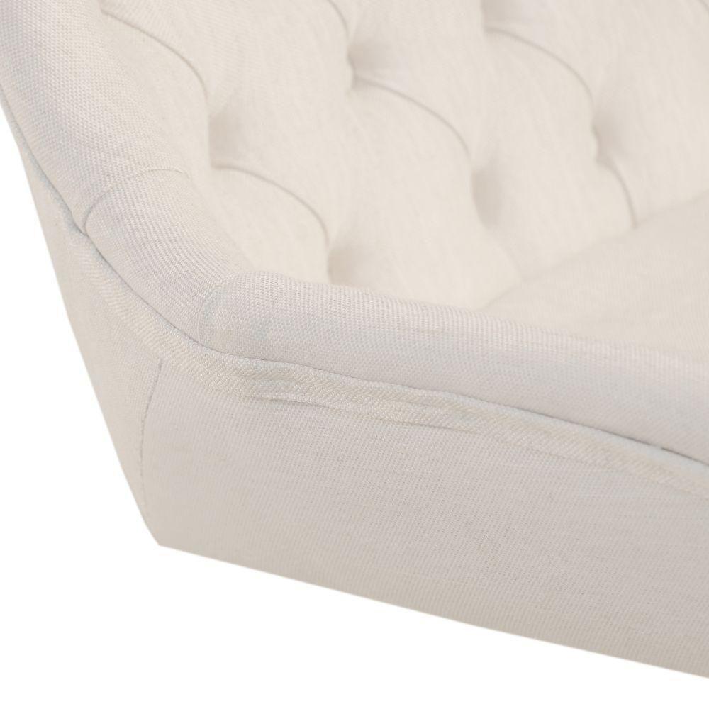 Poltrona Pandora Linho Cru Com Capitonê E Base Giratória Madeira - 7