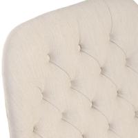 Poltrona Pandora Linho Cru Com Capitonê E Base Giratória Madeira