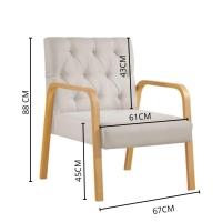 Poltrona Ellie Veludo Bege Com Capitonê E Base Madeira