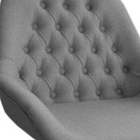 Poltrona Pandora Linho Chumbo Com Capitonê E Base Giratória Madeira - 3