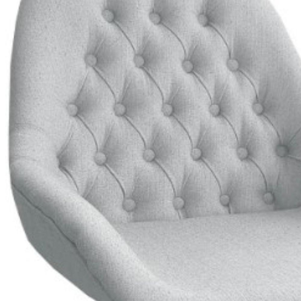 Poltrona Pandora Linho Prata Com Capitonê E Base Giratória Madeira - 4