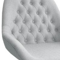 Poltrona Pandora Linho Prata Com Capitonê E Base Giratória Madeira