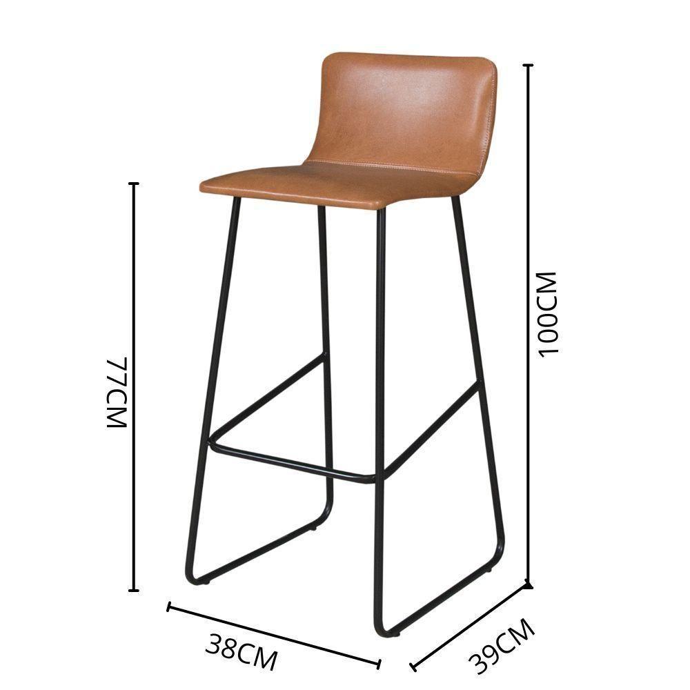 Conjunto Mesa Bistrô Dubai Tampo Madeira Com 3 Banquetas Em Couro Caramelo E Metal Preto - 5