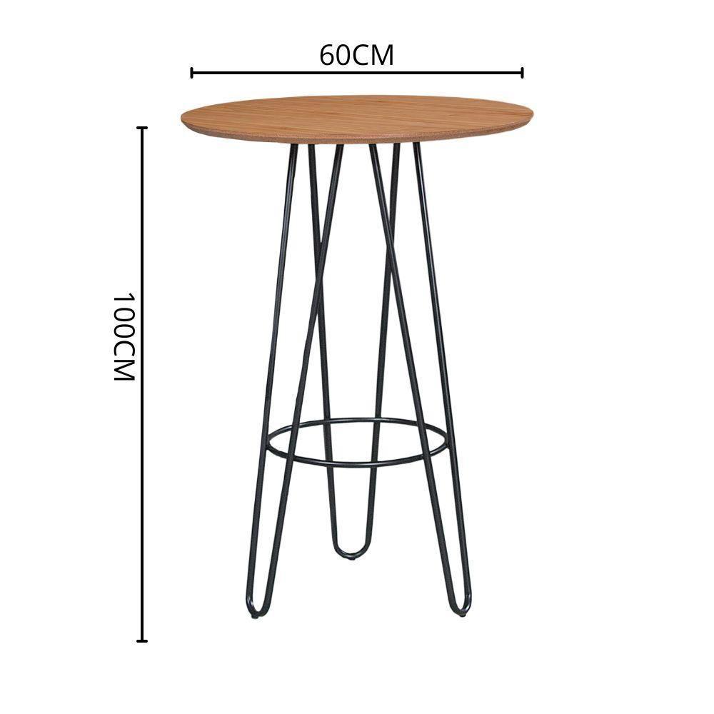Conjunto Mesa Bistrô Dubai Tampo Madeira Com 3 Banquetas Em Couro Caramelo E Metal Preto - 7