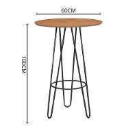 Conjunto Mesa Bistrô Dubai Tampo Madeira Com 3 Banquetas Em Couro Caramelo E Metal Preto - 7