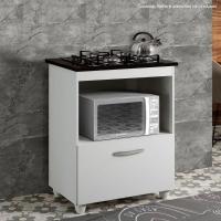 Balcão Para Cooktop 5 Bocas 1 Porta Basculante 1 Nicho Para Micro-ondas Salvia Kaiki Móveis - 2