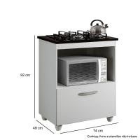 Balcão Para Cooktop 5 Bocas 1 Porta Basculante 1 Nicho Para Micro-ondas Salvia Kaiki Móveis - 6