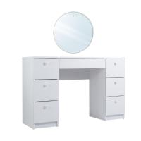 Penteadeira Ditália 7 Gavetas com Espelho Redondo Pe-100 Branca - 1
