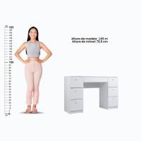 Penteadeira Ditália 7 Gavetas com Espelho Redondo Pe-100 Branca