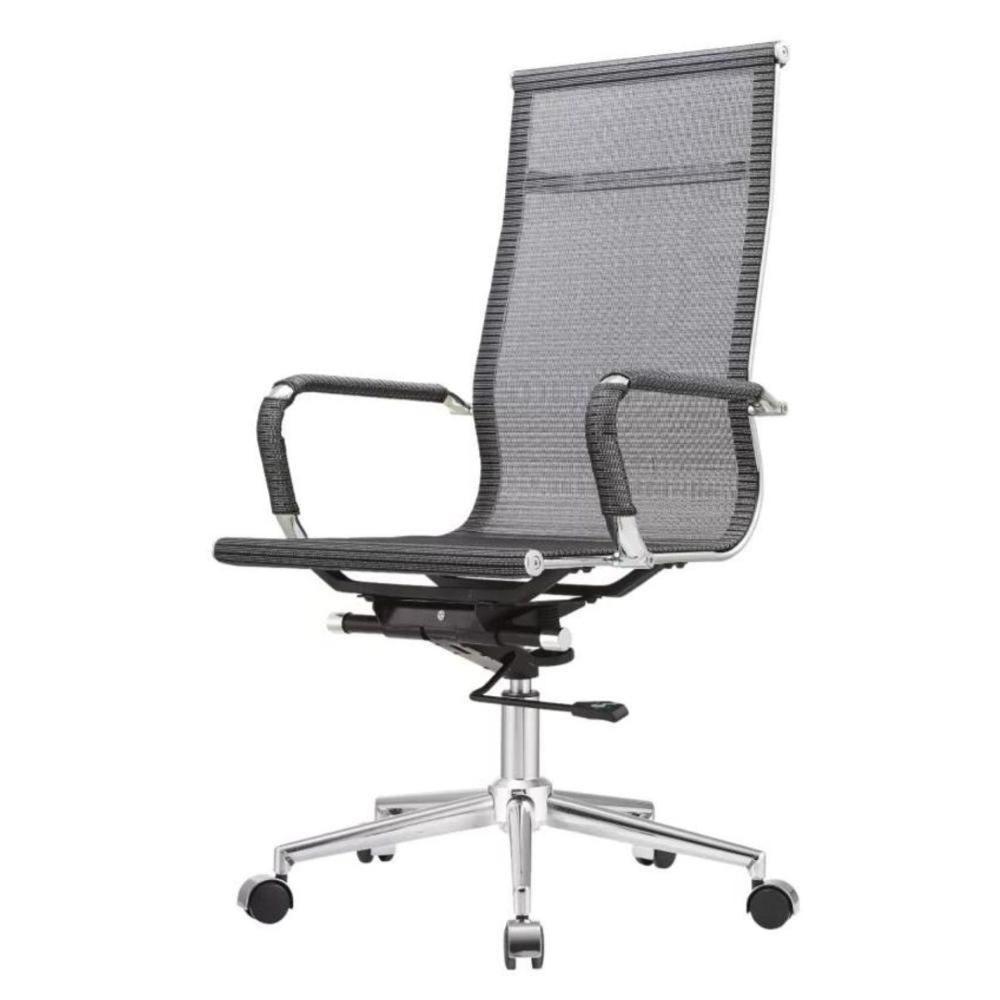 Kit 2 Cadeiras Giratória Office Sydney Presidente Fratini Tela Cinza Base Aço Cromado - 2