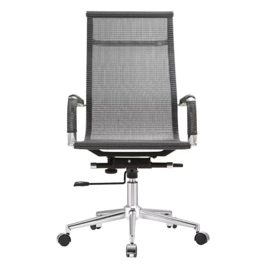 Kit 2 Cadeiras Giratória Office Sydney Presidente Fratini Tela Cinza Base Aço Cromado - 4