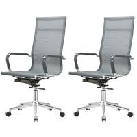 Kit 2 Cadeiras Giratória Office Sydney Presidente Fratini Tela Cinza Base Aço Cromado - 1
