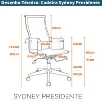 Kit 2 Cadeiras Giratória Office Sydney Presidente Fratini Tela Cinza Base Aço Cromado - 3