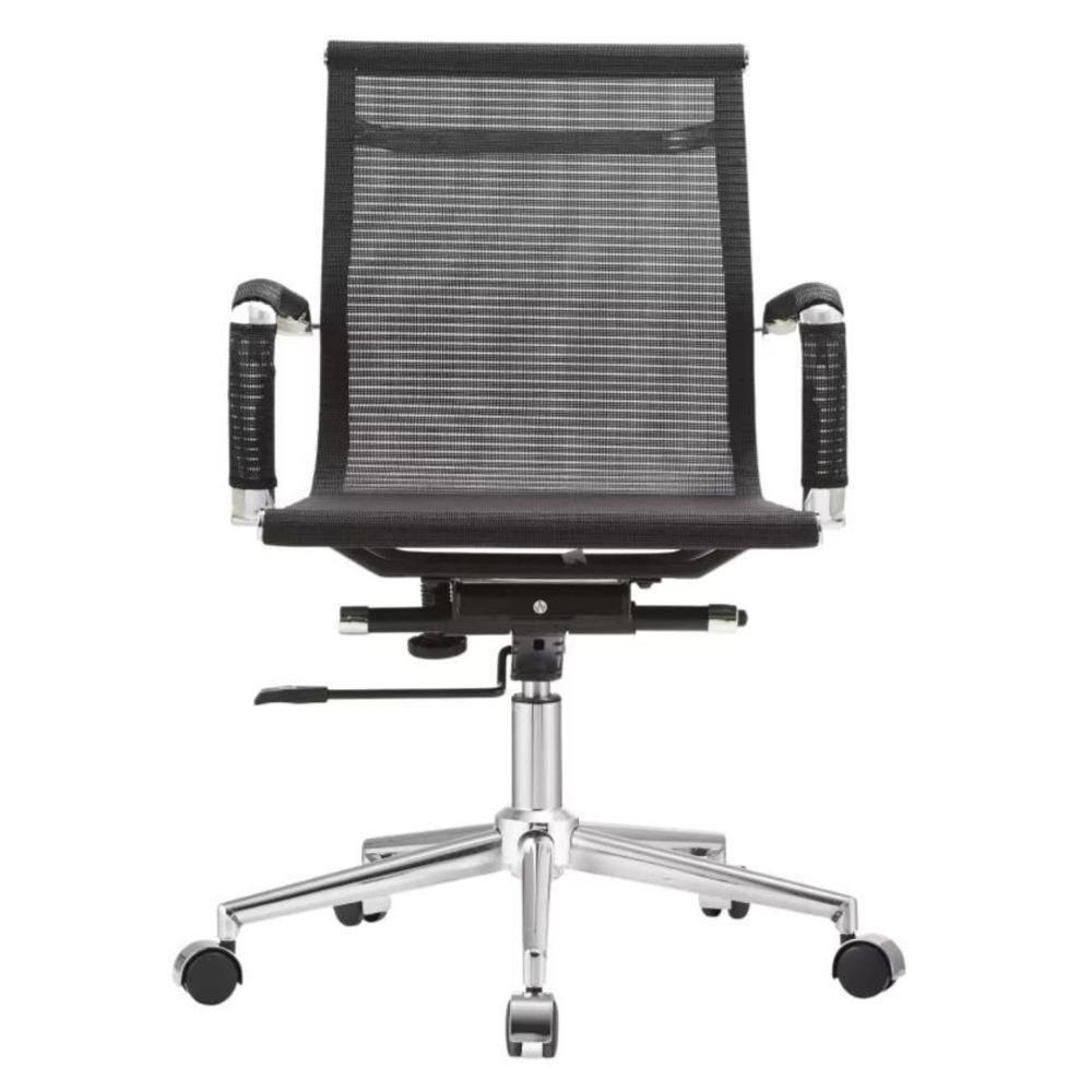 Kit 2 Cadeiras Giratória Office Sydney Diretor Fratini Tela Preta Base Aço Cromado - 6