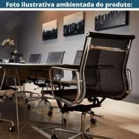 Kit 2 Cadeiras Giratória Office Sydney Diretor Fratini Tela Preta Base Aço Cromado - 7