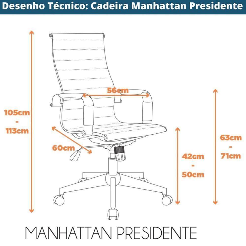Kit 2 Cadeiras Giratória Alta Office Manhattan Esteirinha Fratini Revestida Em (pu) Fendi Base - 2