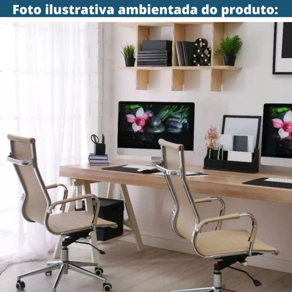 Kit 2 Cadeiras Giratória Alta Office Manhattan Esteirinha Fratini Revestida Em (pu) Fendi Base - 7