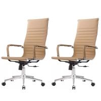 Kit 2 Cadeiras Giratória Alta Office Manhattan Esteirinha Fratini Revestida Em (pu) Fendi Base - 1