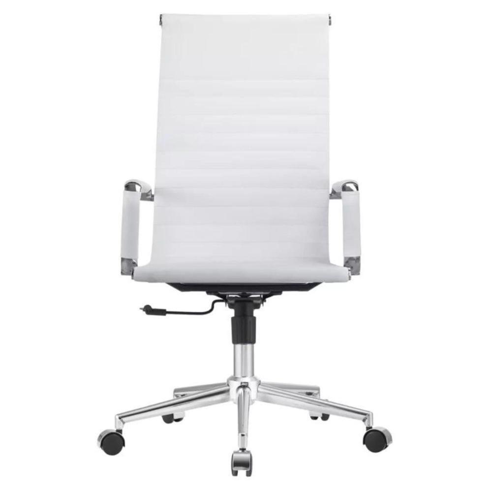 Kit 2 Cadeiras Giratória Alta Office Manhattan Esteirinha Fratini Revestida Em (pu) Branco Base - 2