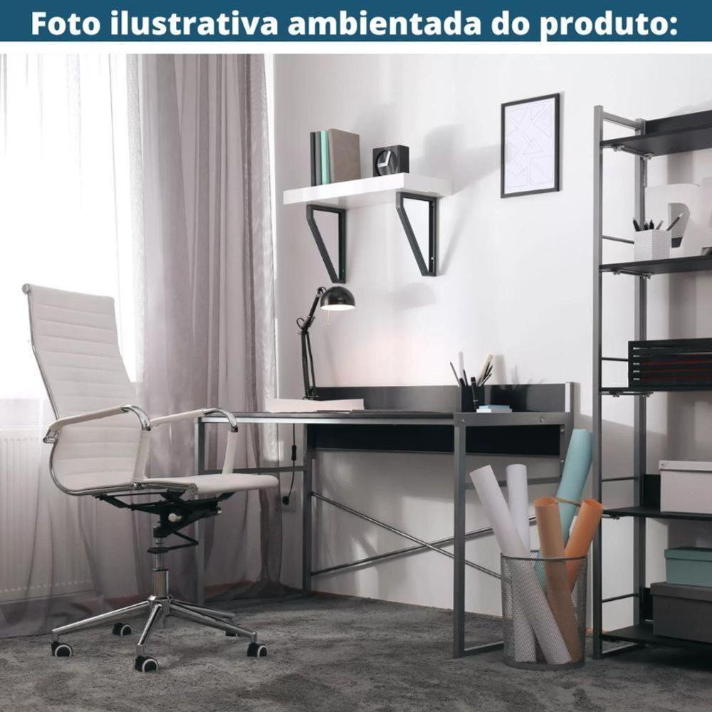 Kit 2 Cadeiras Giratória Alta Office Manhattan Esteirinha Fratini Revestida Em (pu) Branco Base - 3