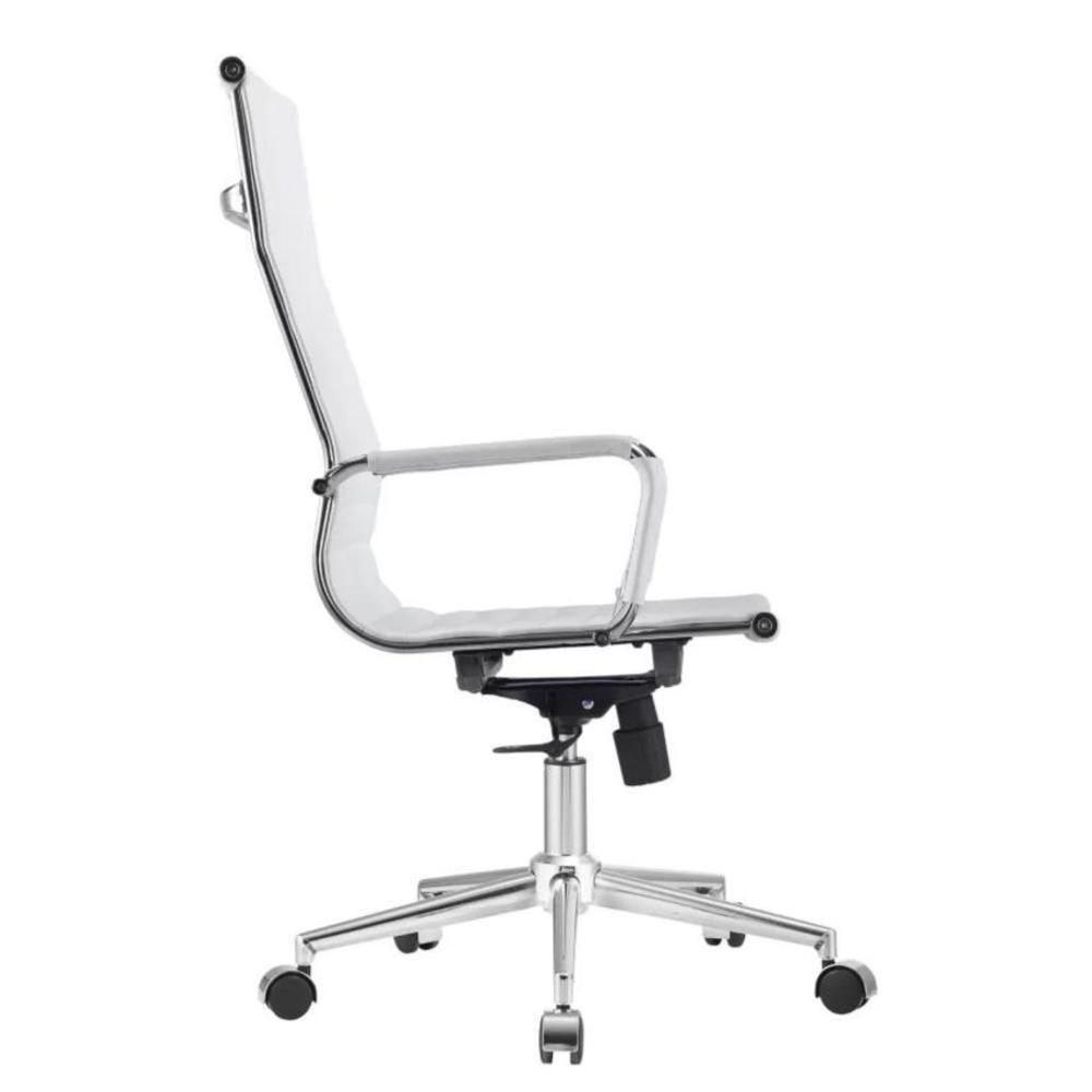 Kit 2 Cadeiras Giratória Alta Office Manhattan Esteirinha Fratini Revestida Em (pu) Branco Base - 6