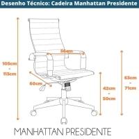 Kit 2 Cadeiras Giratória Alta Office Manhattan Esteirinha Fratini Revestida Em (pu) Branco Base - 7