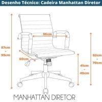 Kit 2 Cadeiras Giratória Baixa Office Manhattan Esteirinha Fratini Revestida Em (pu) Fendi Base - 2