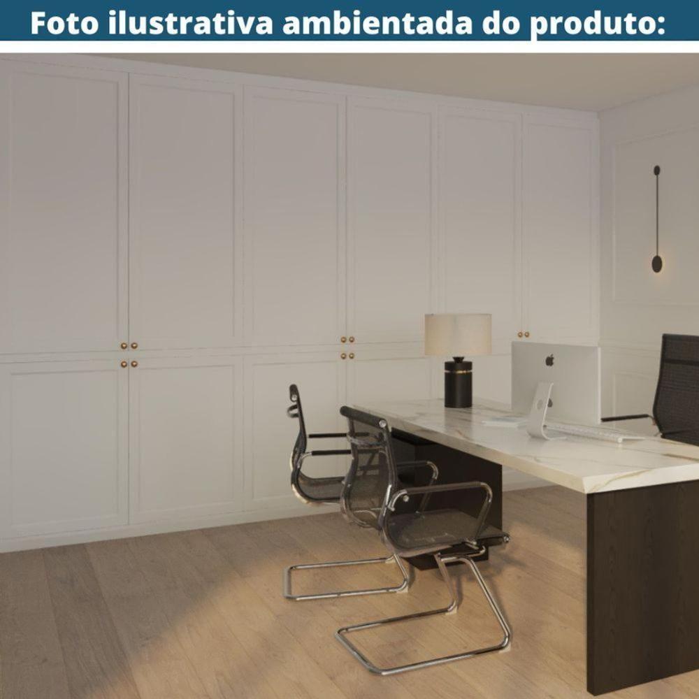 Kit 2 Cadeiras Office Sydney Fratini Tela Preta Base Fixa Aço Cromado - 4